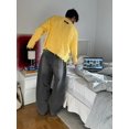 thumbnail image 3 of Chandail Décontracté Jaune à Demi-Col Roulé pour Hommes Mode Manches Longues à Franges Tricoté pour Automne Chandail Tricoté Manches Longues Paresseux, 3 of 7