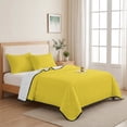 thumbnail image 5 of Twin Quilt Set 68''x86'', Yellow Lightweight Summer Bedspread Coverlet Set with 2 Pillow Shams, Pure Yellow Breathable All Season Quilt Bedding for Dorm/Bedroom, 5 of 9
