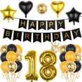thumbnail image 1 of Set de decoración para fiestas de 18 cumpleaños, oro negro, 26 piezas, 1 of 1