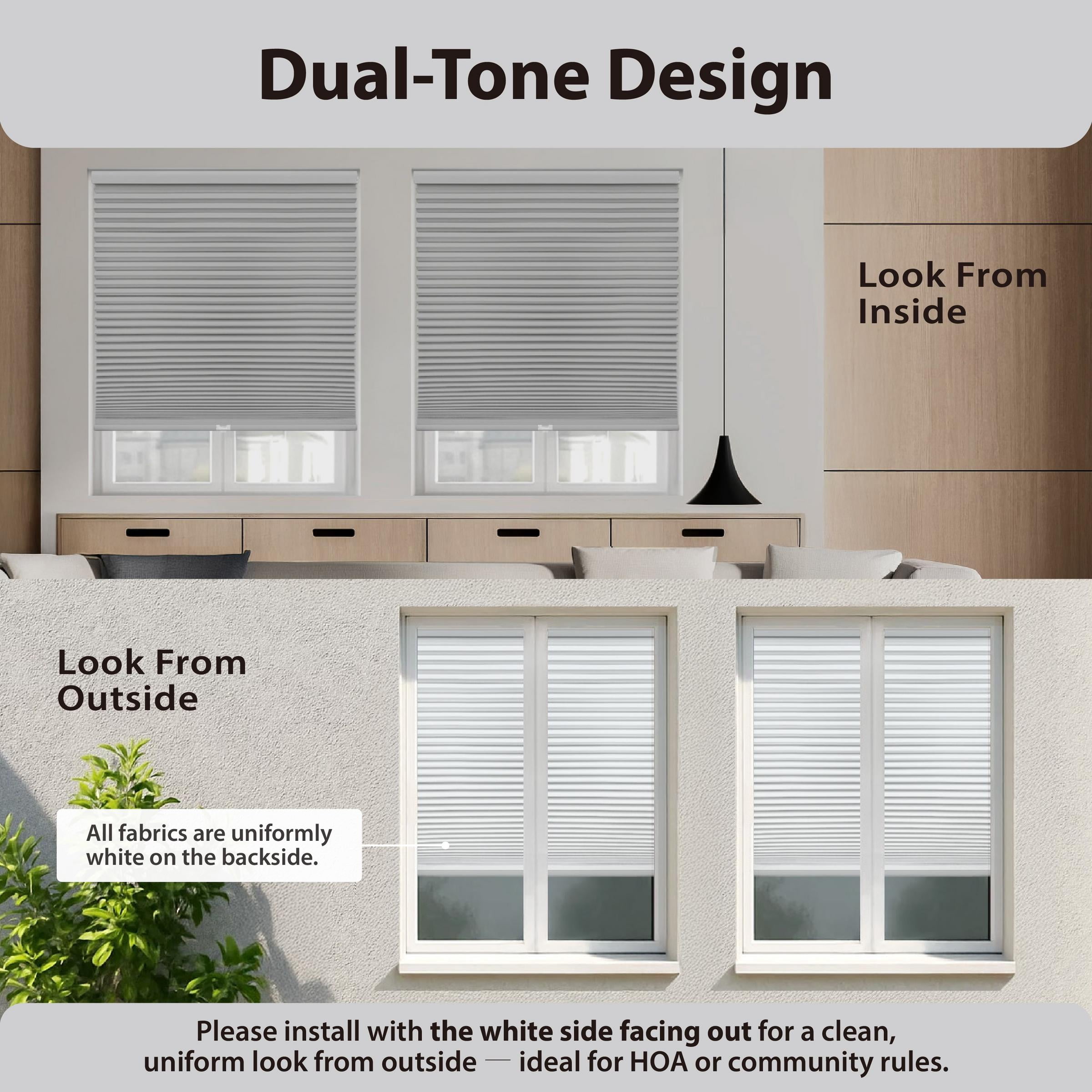 Regal Living Gray Cloud Blackout Cordless Cellular Shade 46.5" W x 72" L