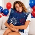 thumbnail image 4 of 4th of July Patriotic Throw Pillow Cover, 18x18 Inch Red White Blue Stars & Fireworks Design, Square Cushion Case for Sofa, Couch and Bed, 4 of 7