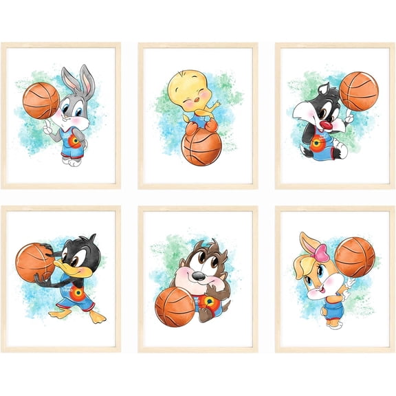 Canvas Space Jam Posters for Boys Room Decor, Basketball-Themed Wall Art for Kids Bedroom, Galactic Sports Posters for Playroom 8x10 inch Unframed