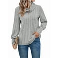 thumbnail image 2 of Women'S - Tunic Sweaters Long Sleeve Ribbed Knit Comfy Loose Casual Fall Sweater Grey L, 2 of 7