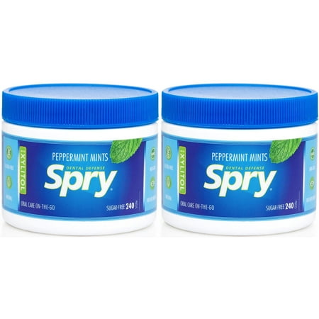 Spry Sugar-Free Xylitol Mints for Oral Health,Gluten-Free, Bad Breath, Peppermint 240 Count 2 Pack