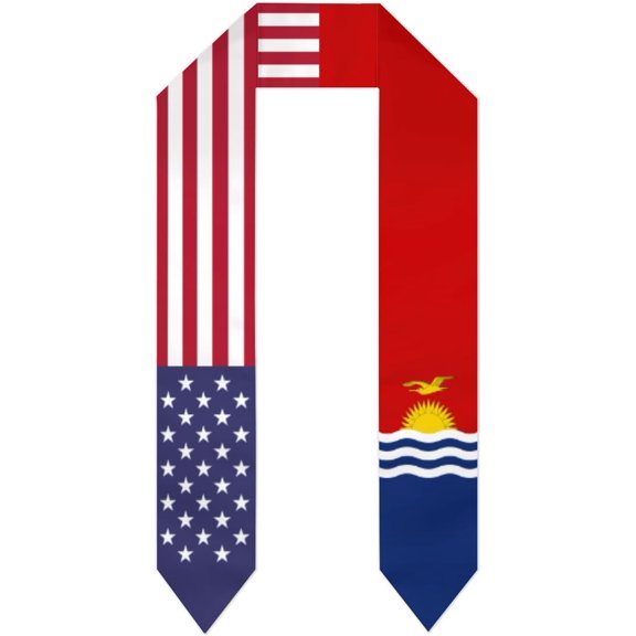 Kiribati Mix USA United States Flag Graduation Stole For International Student Stole Pride Cheers Shawls