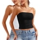 thumbnail image 1 of Blusa informal de verano sin tirantes de color liso para mujer, 2 piezas, de poliéster, 1 of 8