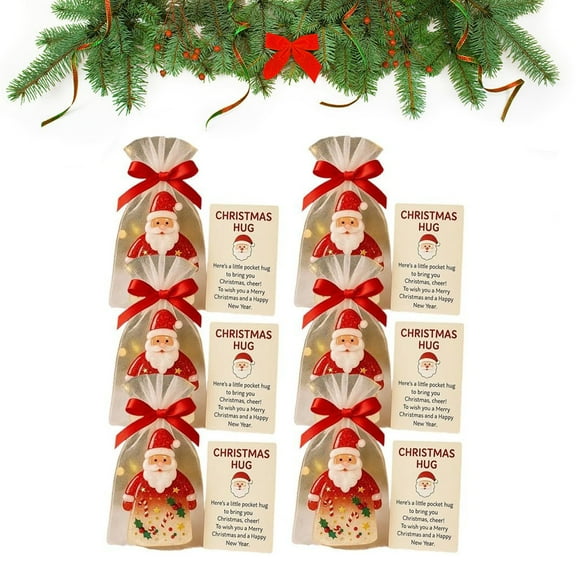 Little Pocket Christmas Hug, Christmas Pocket Hug Gifts with Encouragement Cards, Cute Santa Claus Charm Ornaments, for Family and kids