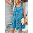 thumbnail image 4 of Women Summer Casual Sleeveless Mini Pleated Tank Vest Dresses Blue L, 4 of 7