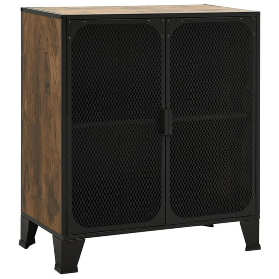 Casafoyer Storage Cabinet Rustic Brown 28.3"x14.2"x32.3" Metal and MDF