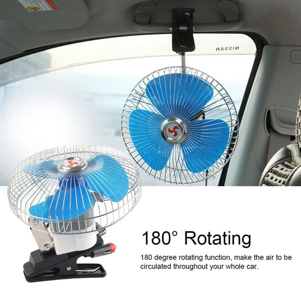 Ventilateur De Refroidissement Voiture 12V Oscillant à Pince - Allume-Cigare 2 Vitesses