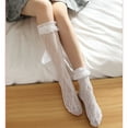 thumbnail image 4 of VONKY Comfortable Compression Socks For Women With Ruffle Cuff And Moisture-wicking Technology Soft And Comfortable Mesh Socks beige 1Set, 4 of 6