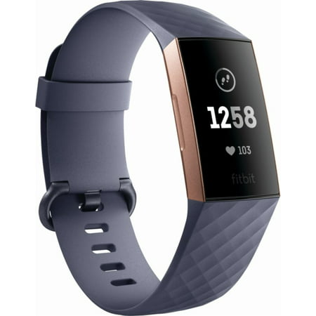 Refurbished Fitbit FB409RGGY Charge 3 Activity Tracker + Heart Rate, Blue Gray/Rose