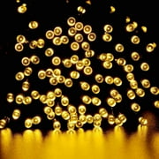 Qishi Christmas solar string lights Outdoor Decoration String Lights 72ft200 LED Lights for Indoor,Outdoor,St.Patricks Day Thanksgiving,Party,Wedding,Patio,Garden Decoration (Warm White)