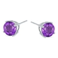 thumbnail image 2 of SZUL Women's 6MM Round All-Natural Genuine Amethyst Earrings in .925 Sterling Silver, 2 of 4