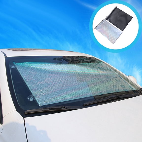 HEANUJJ 2-Pack Retractable Car Windshield Sun Shade with Adjustable Length, Breathable PVC for Vehicle