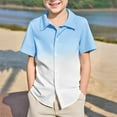 thumbnail image 2 of Dress Shirt Boys 9-10 Years Short Sleeve Button Down Gradient Shirt Dress Shirts Summer Casual Clothes, 2 of 4