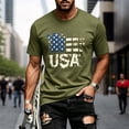 thumbnail image 2 of FASHOFT 250th Anniversary USA Shirt Mens American Flag Graphic Tees Patriotic 4th of July Shirts Independence Day Summer Tops Army Green L, 2 of 5