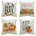 thumbnail image 2 of Uutvmp Set of 4 Fall Throw Pillow Covers, Autumn Harvest Pumpkin Cushion Cover Farmhouse Maple Leaves Home Decor Pillowcases, 17.7" x 17.7" for Thanksgiving Sofa Couch Bed, 2 of 7