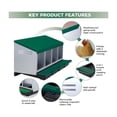 thumbnail image 4 of EastVita 4 Holes Galvanized Steel Chicken Nesting Box-Automatic Roll Out Egg Collection Removable Tray-Weatherproof Wall Mount Laying Box with Perch for Hens-Easy Clean Assemble for Coop-Green, 4 of 7