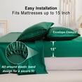 thumbnail image 4 of Luxury Satin Twin Sheet Set, Dark Green 3-Piece, Silky Deep Pocket Fitted Sheet for Hair and Skin, 4 of 8