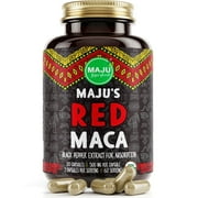 MAJU's Organic Red Maca Root Capsules, 120ct, 1000mg per Serving, Rare Peruvian Maca Powder for Women's Health