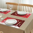 thumbnail image 3 of Red Christmas Snowflake Pattern Summer Placemats Table Placemats Set Of 4-Linen Kitchen Washable Placemats Table Mats 11.8"x17.7" Non-Slip Heat Resistant, 3 of 6