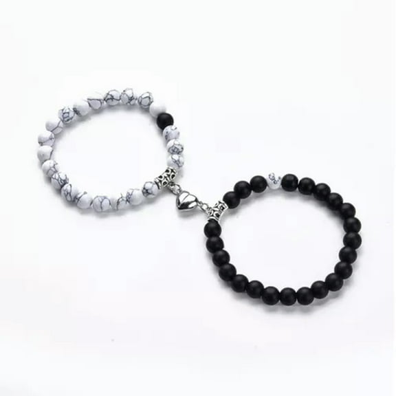 GKNET Magnet Couple Bracelets Romantic Heart Matching Natural Stone Beads Bracelet-A1