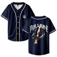 thumbnail image 1 of Werenoi Maillot de Baseball Pyramide 2 Merch Col en V pour Femmes et Hommes Manches Courtes Mode Urbaine, TP, Marine, 1 of 3