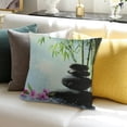thumbnail image 3 of Patifu Teal Decorative Throw Pillow Cover Asian Zen Stone, Pillow Covers Meditation Japanese Bamboo Pattern Spa Room Decor for Living Room Couch Cushion Bed Indoor Home Decor 12x12in, 3 of 5