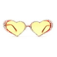 thumbnail image 2 of Womens Iridescent Rhinestone Bling Bubbly Heart Shape Sunglasses Red - Yellow, 2 of 4