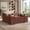 Retro Brown, variant on 71" L-Shaped Electric Standing Executive Desk, Walnut & Antique White Height Adjustable Desk with File Cabinet, Drawers, USB Outlets & Privacy Panel