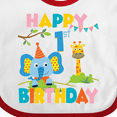 thumbnail image 4 of Inktastic Elephant and Giraffe 1st Birthday Boys or Girls Baby Bib, 4 of 4