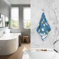 thumbnail image 2 of Yayeee 2 Pack Hand Towels for Bathroom 100% Cotton 16" x 28" Soft Absorbent Kitchen Towel, Blue Abstract, 2 of 7