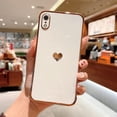 thumbnail image 2 of Phone Cases for iPhone XR 6.1" Plating Cute Love Heart Side Heart Print Design Luxury Camera Protection Anti-Fall Shockproof Soft Electroplated Silicone Cover Bumper-White, 2 of 6