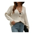 thumbnail image 4 of Liacowi Women Juniors Knit Cardigan Long Sleeve Sweater Knitwear Coat Fall Casual Button-Down Tops Outwear for Teen, 4 of 7
