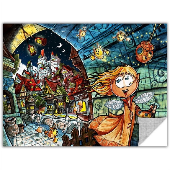 Luis Peres "Lighthouse Elf Village" Removable Wall Art