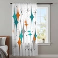 thumbnail image 4 of Boho Middle Century Sheer Curtains 54 Inches Long, Retro Orange Teal Grey Star Rhombus Light Filering Curtains, Breathable Simi Curtain Privacy Drapes for Kitchen Bathroom Small Window Treatment, 4 of 9