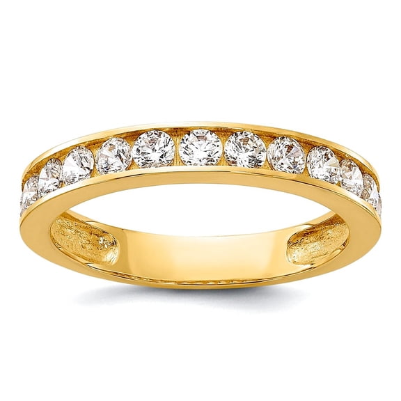 10k Solid Yellow Gold Polished 1.25mm Cubic Zirconia Channel Band Size 7.00 Ring for Women and Men