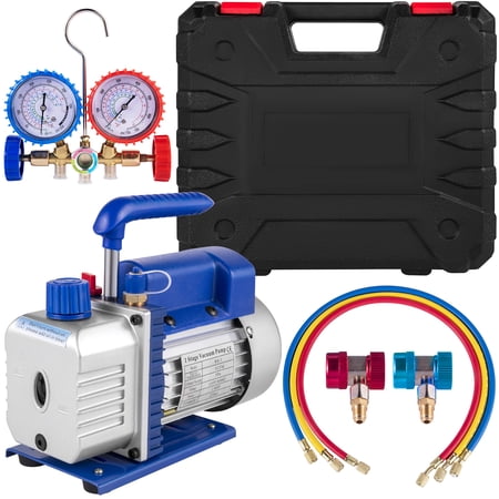 VEVOR Vacuum Pump Kit 3CFM 1/4hp Air Vacuum Pump HVAC Air Conditioning Refrigerant Rotary Vane Single Stage Vacuum Pump with 3 Valve