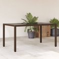 thumbnail image 1 of vidaXL Garden Table with Glass Top Brown 150x90x75 cm Poly Rattan, 1 of 5