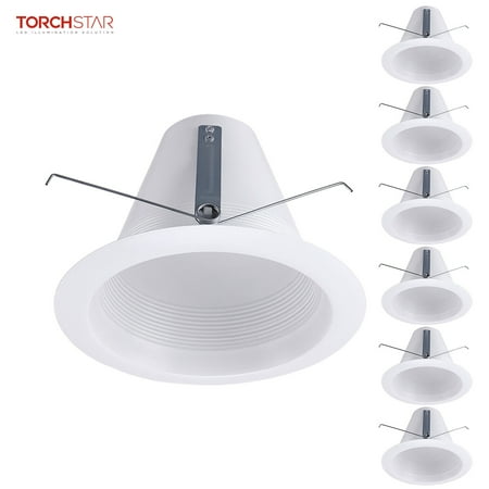 

TORCHSTAR 6Pack 6 Inch Recessed Can Light Trim Air Tight Baffle Trim IC-Rated Anti-Glare 6 Inch Can Light Trim Self-Flanged Recessed Light Trim White