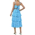 thumbnail image 5 of Spaghetti Strap Womens Floral Print Maxi Dresses Casual Sleeveless Ruffle Flowy Tiered Dress, 5 of 6