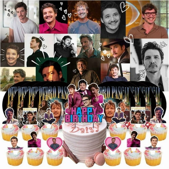 Pedro Pascal Birthday Supplies Plates Decorations Decor Backdrop Banner Cake Topper Fans