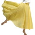 thumbnail image 2 of sunsanly Women Casual Maxi Skirt Elastic Waist Solid Color Long Skirt Ethnic Style Large Flowy Hem A-Line Skirt Streetwear, 2 of 8