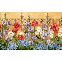 Trimz Cottage Garden Wallpaper Border - Floral Border Wall Decor - Yellow, Red, White, Purple - 15' L x 10.25" W