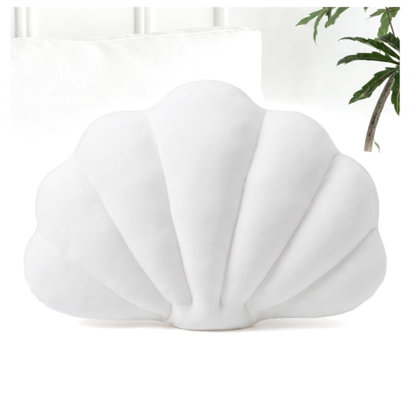 Shihaoyuan Coastal Throw Pillows Seashell Pillow 1 Pack, White Spandex Shell Pillow Cute Pillows, 13x10 Inch Beach Themed Decorative Accent Cushion for Sofa Chair