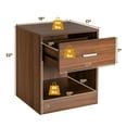 thumbnail image 2 of Gymax Ensemble de 2 Tables de Chevet avec Tiroir pour Bureau à Domicile Marron, 2 of 7
