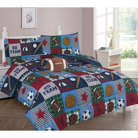 Twin Rugby Boys Bedding Set Beautiful Microfiber Comforter With