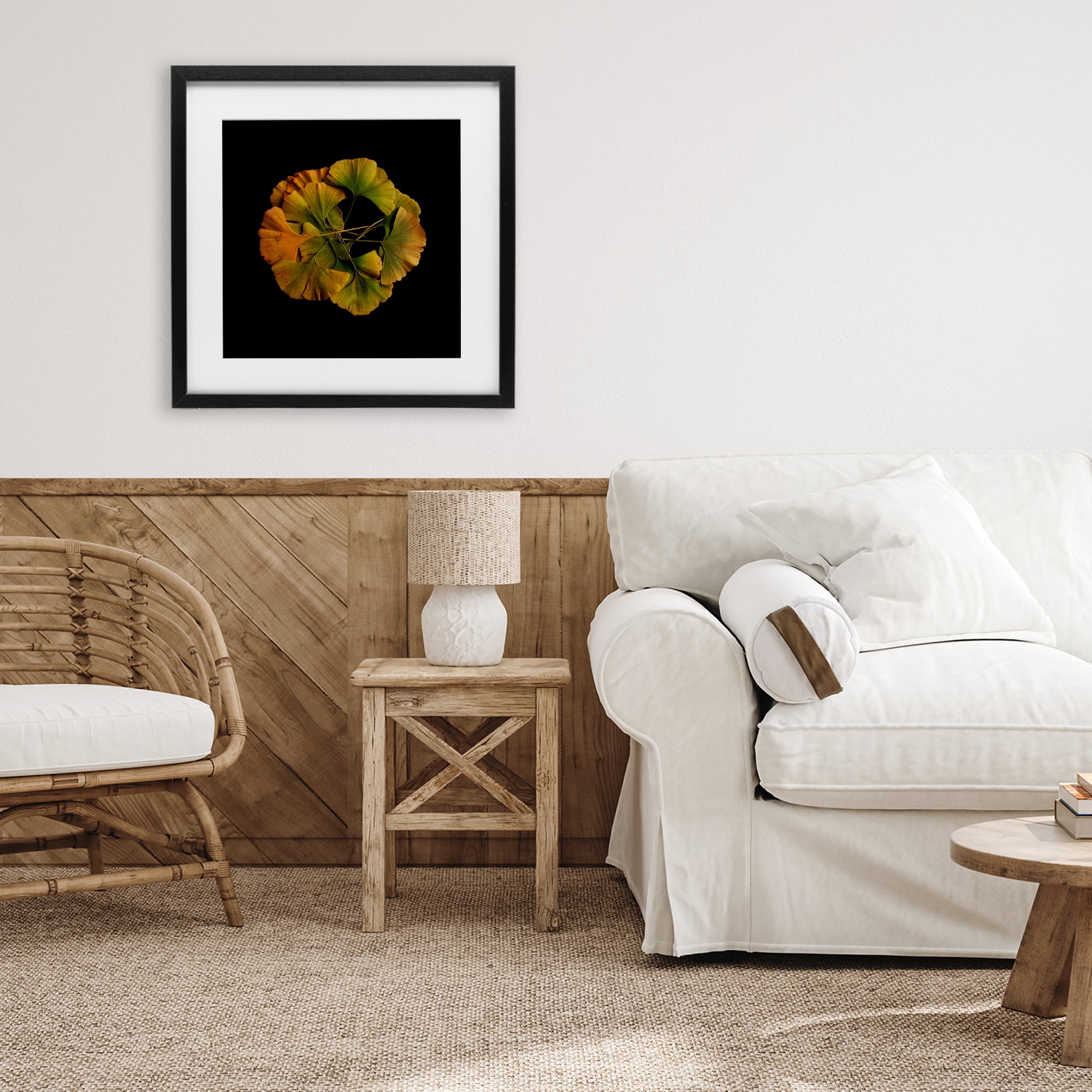 Stupell Industries Overlapping Ginkgo Leaves Black Framed Print Under Glass, design by Beth Adoette