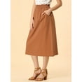 thumbnail image 4 of DARING DIVA Women's Cotton A-Line Midi Skirt with Pockets 2XL Brown, 4 of 6